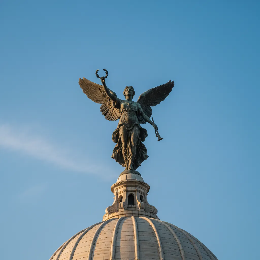 ভিক্টোরিয়া মেমোরিয়ালের চূড়ার বিজয়ের দেবী মূর্তি
