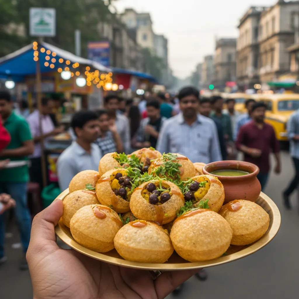 কলকাতার রাস্তায় ফুচকা উপভোগ করছেন