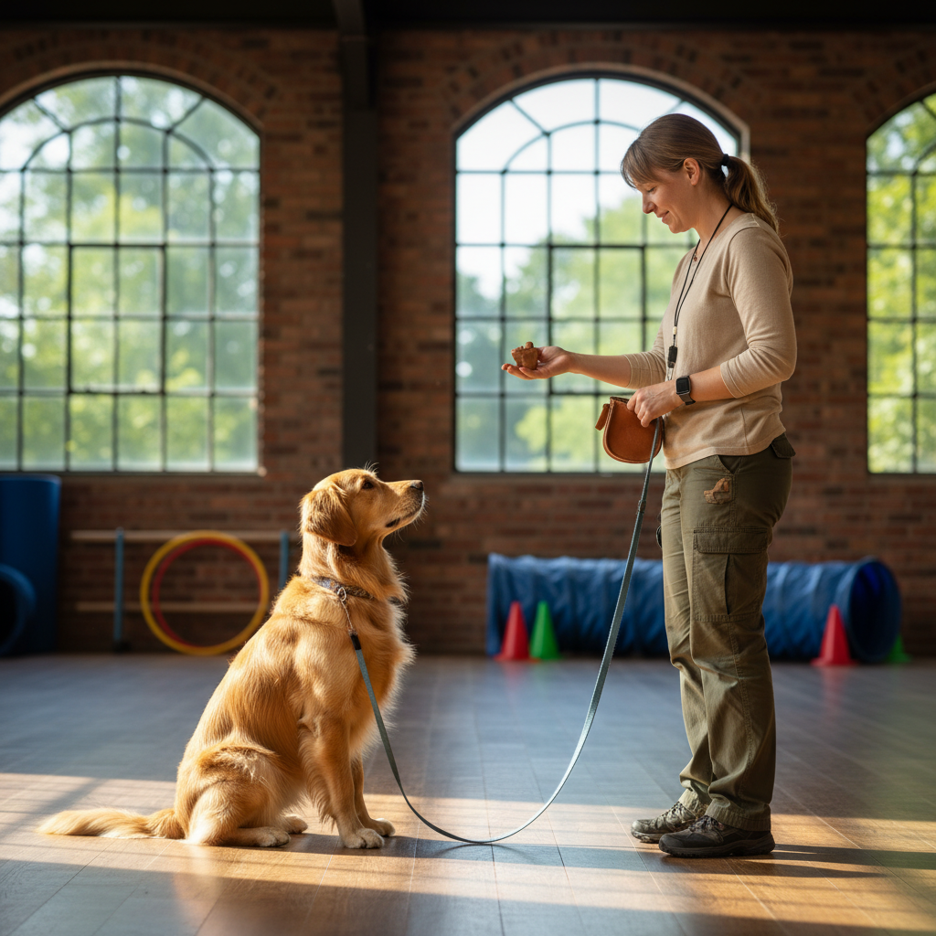 Well-behaved dog in training